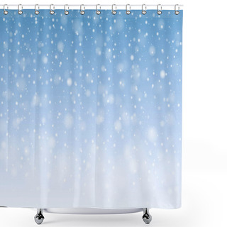 Personality  Snowfall With Blue Background And Snow Shower Curtains
