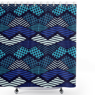 Personality  Seamless Abstract Geometric Pattern. The Shapes Of Hexagons. Texture Stripes, Checks, Dots. Textile Rapport. Shower Curtains