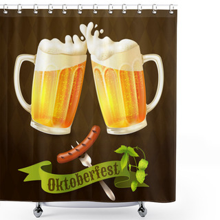 Personality  Beer Mugs Octoberfest Poster Shower Curtains