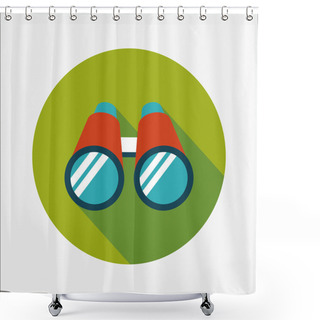Personality  Binoculars Flat Icon With Long Shadow Shower Curtains