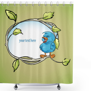 Personality  Vector Floral Frame With Blue Bird Shower Curtains