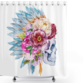 Personality  Anemones And Skull Shower Curtains