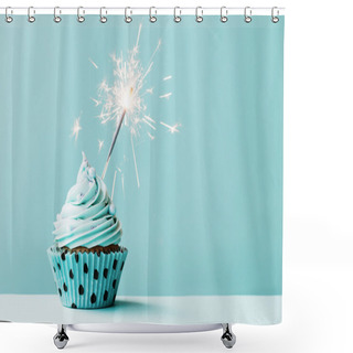 Personality  Cupcake With Sparkler Shower Curtains