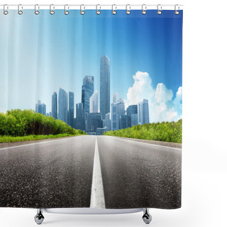Personality  Asphalt Road And Modern City Shower Curtains