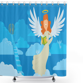 Personality  Female Angel With Red Hair On A Heaven Background Shower Curtains