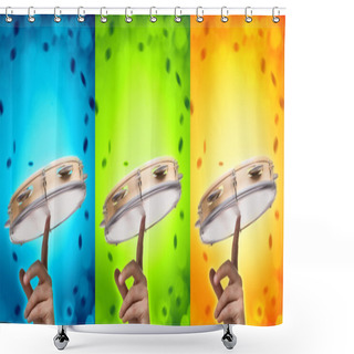 Personality  Tambourine In Human Hands Shower Curtains