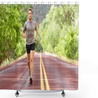 Personality  Man Running On Road Shower Curtains