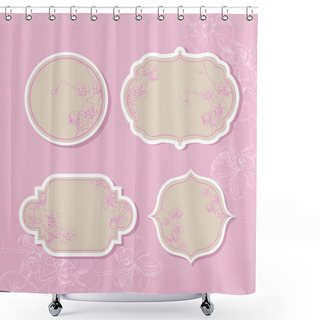 Personality  Collection Of Floral Retro Grunge Labels, Banners And Emblems With An Empty Seat For Your Text Shower Curtains