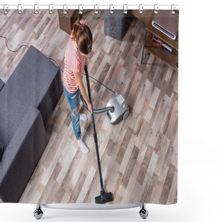 Personality  Woman With Vacuum Cleaner Shower Curtains