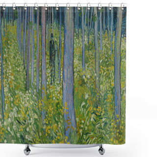 Personality  Undergrowth With Two Figures - Painted Late June 1890 - Artist Vincent Van Gogh (18531890). Van Gogh Explored The Artistic Possibilities Of This Panoramic Format In Several Of His Last Paintings.. Shower Curtains
