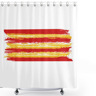 Personality  Catalan Flag Painted By Brush Hand Paints. Catalonia Art Flag.  Shower Curtains