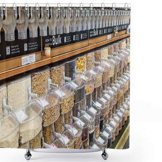 Personality  Bulk Food Dispensers Of Healthy Nuts, Grains, Pasta, Spices And Much More.                   Shower Curtains