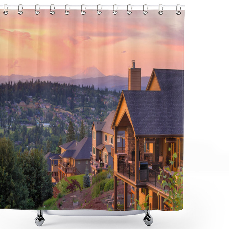 Personality  Sunset View From Deck Of Luxury Homes Shower Curtains