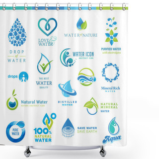 Personality  Set Of Water Icons Shower Curtains