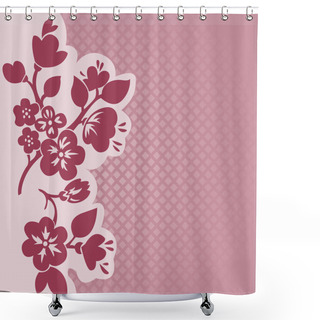 Personality  Flowering Branch In A Checkered Background Shower Curtains