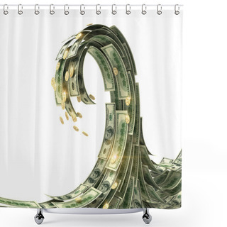 Personality  Dollars Wave Isolated On White Shower Curtains