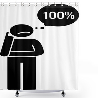 Personality  Idealistic One Hundred Percent Perfectionist Icon In Solid Style Shower Curtains