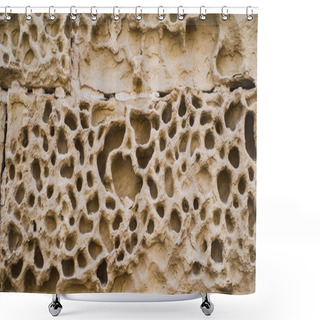 Personality  Limestone Bricks Eroded And Cracked In Malta, Manoel Island Shower Curtains