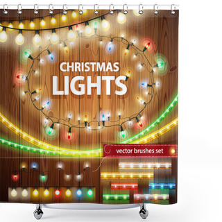 Personality  Christmas Lights Decorations Set Shower Curtains