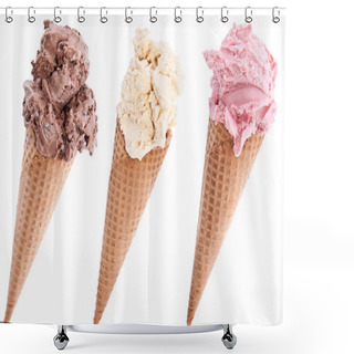 Personality  Ice Cream In A Waffles On White Shower Curtains