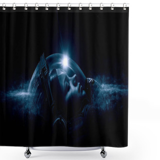 Personality  Astronaut At Spacewalk . Mixed Media Shower Curtains