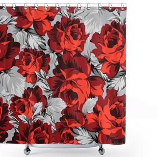 Personality  Seamless Vector Rose Wallpaper Shower Curtains