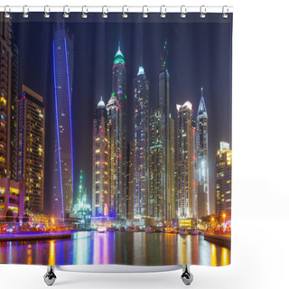 Personality  Dubai Marina At Night Shower Curtains