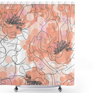 Personality  Seamless Pattern Of Abstract Flowers Shower Curtains