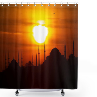 Personality  Silhouette Of Istanbul View Of The Sunset In The Rays Of The Sun. Istanbul Is The Largest City In Turkey. Shower Curtains