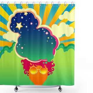 Personality  Psychedelic Poster Template Shower Curtains