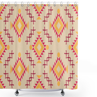 Personality  Navajo Fabric Seamless Pattern Geometric Tribal Ethnic Traditional Background,native American Design Elements, Design For Carpet,wallpaper,clothing,rug,interior,Vector Illustration Embroidery. Shower Curtains
