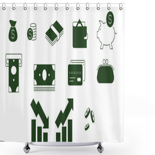 Personality  Vector Finance Icons On White Background Shower Curtains