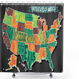 Personality  USA Map Vintage Blackboard 2D Shower Curtains