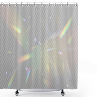Personality  Realistic Diamond Reflection, Rainbow Light Optical Effect Colorful Collection, Bright Spectrum Glow Rays. Rainbow Effect Overlay, Prismatic Crystal Refraction. Shower Curtains