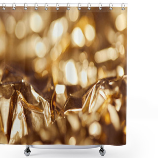 Personality  Selrctive Focus Of Golden Foil With Bright Sparkling Lights Shower Curtains