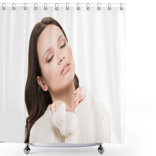 Personality  Woman With Natural Makeup Shower Curtains