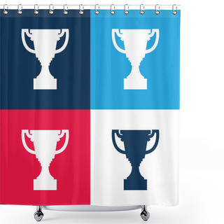 Personality  Award Trophy Shape Blue And Red Four Color Minimal Icon Set Shower Curtains