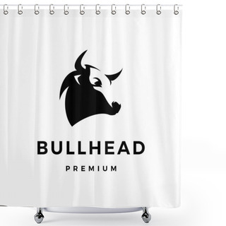 Personality  Bull Head Logo Vector Icon Illustration Shower Curtains