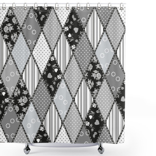 Personality  Vector Abstract Seamless Patchwork Pattern Shower Curtains