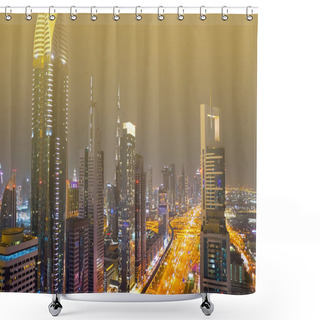 Personality  Dubai Marina Night Cityscape With Highway Shower Curtains