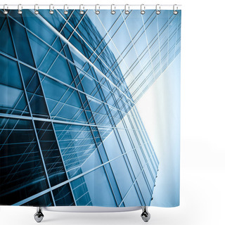Personality  Modern Glass Silhouettes Of Skyscrapers At Night Shower Curtains