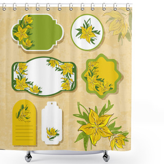 Personality  Vintage Labels With Flowers Shower Curtains