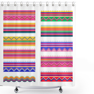 Personality  Mexican Traditional Banners, Brushes And Frame Design And Decoration Shower Curtains