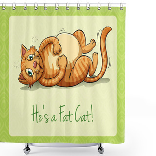 Personality  Fat Cat Lying On Its Back Shower Curtains