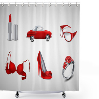 Personality  Vector Red Female Icons Shower Curtains