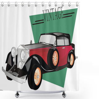 Personality  Vintage Classic Car And Banner Shower Curtains