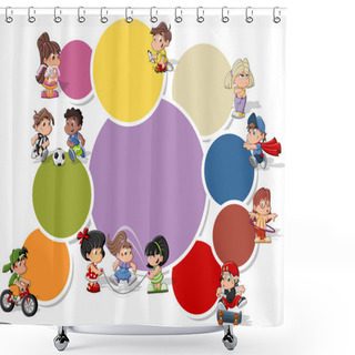 Personality  Cute Happy Cartoon Kids Playing Shower Curtains