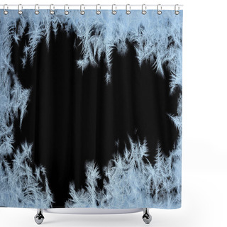 Personality  Frosted Frame From Borders To The Center. Frosted Patterns On The Glass. 3D Rendering. Shower Curtains