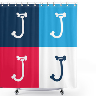 Personality  Bones Halloween Typography Letter J Blue And Red Four Color Minimal Icon Set Shower Curtains
