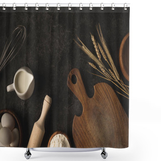 Personality  Bakery Ingredients And Kitchen Utensils Shower Curtains